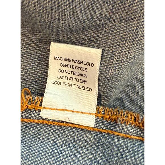 Say What? Women’s Distressed Jean Jacket Size Small Oversized Grunge Denim - Picture 7 of 10